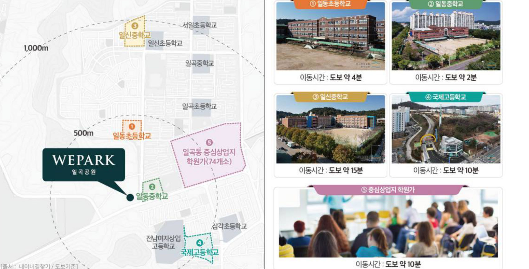 일곡지구 학군 및 학원가 위치도